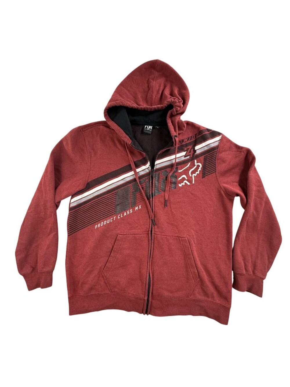 Fox Racing Hoodie Mens XL Red Full Zip Fleece Product Class MX Glory Bound Y2K
